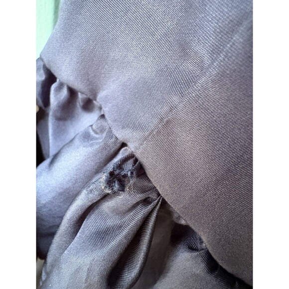 VTG'80 ILGWU Prom Formal Navy Blue Satin Lace Dress /Puffs Sleeves /Bows Size 40 - Picture 13 of 16